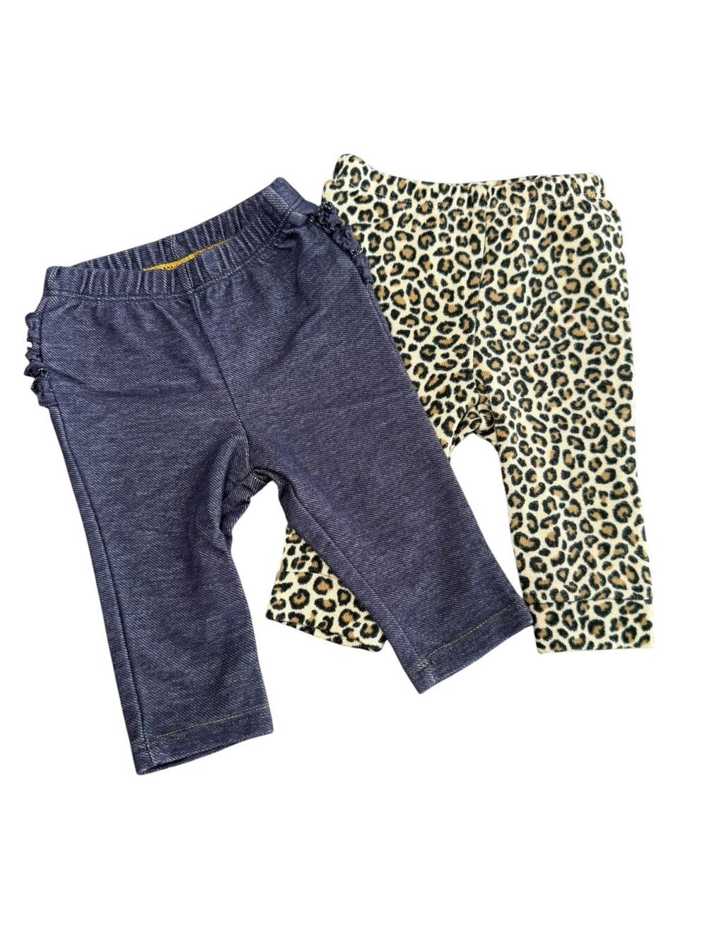 Old Navy Legging Pants Bundle Leopard Print Ruffles Size 3-6 Months